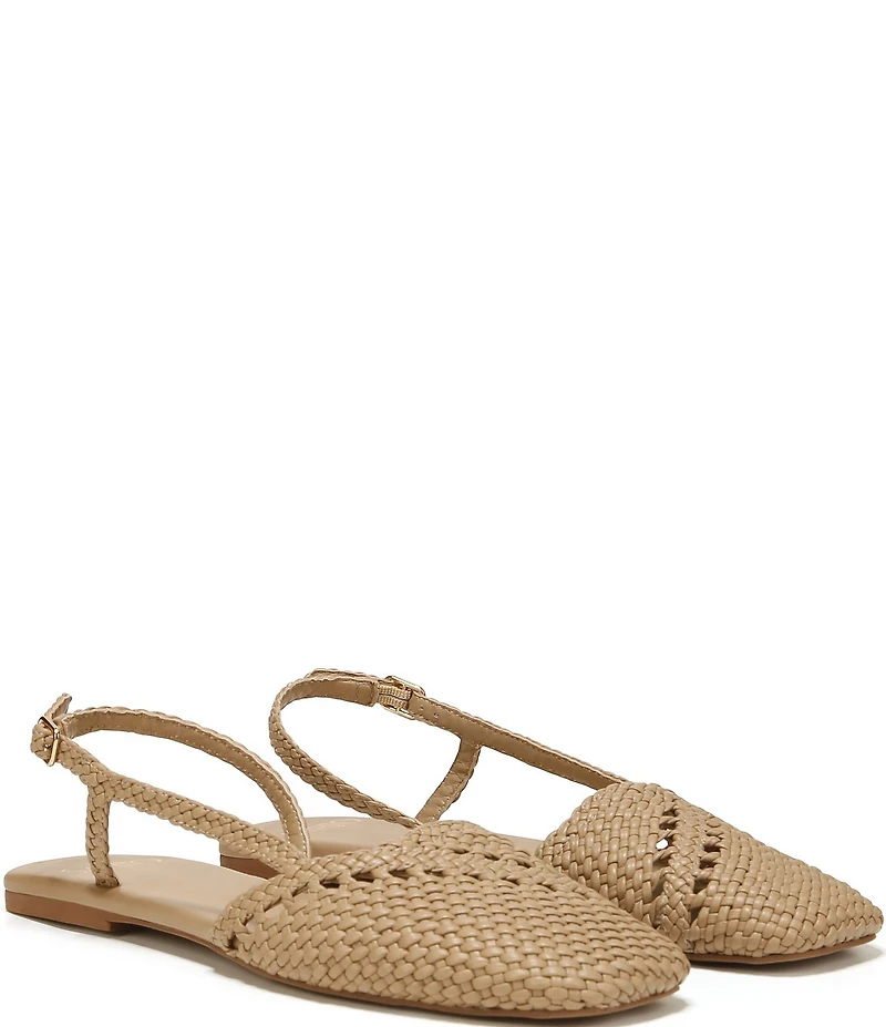 Sarto by Franco Sarto Ilona Woven Leather Square Toe Slingback Flats