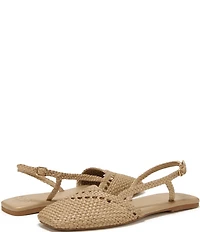 Sarto by Franco Sarto Ilona Woven Leather Square Toe Slingback Flats