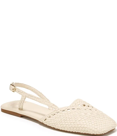 Sarto by Franco Sarto Ilona Woven Leather Square Toe Slingback Flats