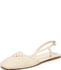 Sarto by Franco Sarto Ilona Woven Leather Square Toe Slingback Flats