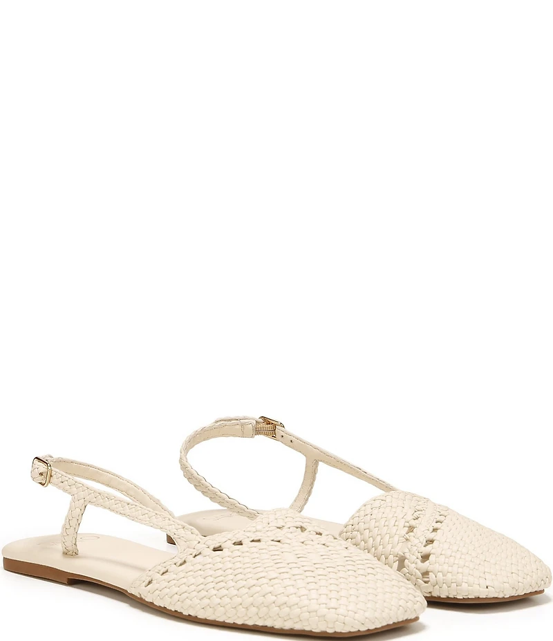 Sarto by Franco Sarto Ilona Woven Leather Square Toe Slingback Flats
