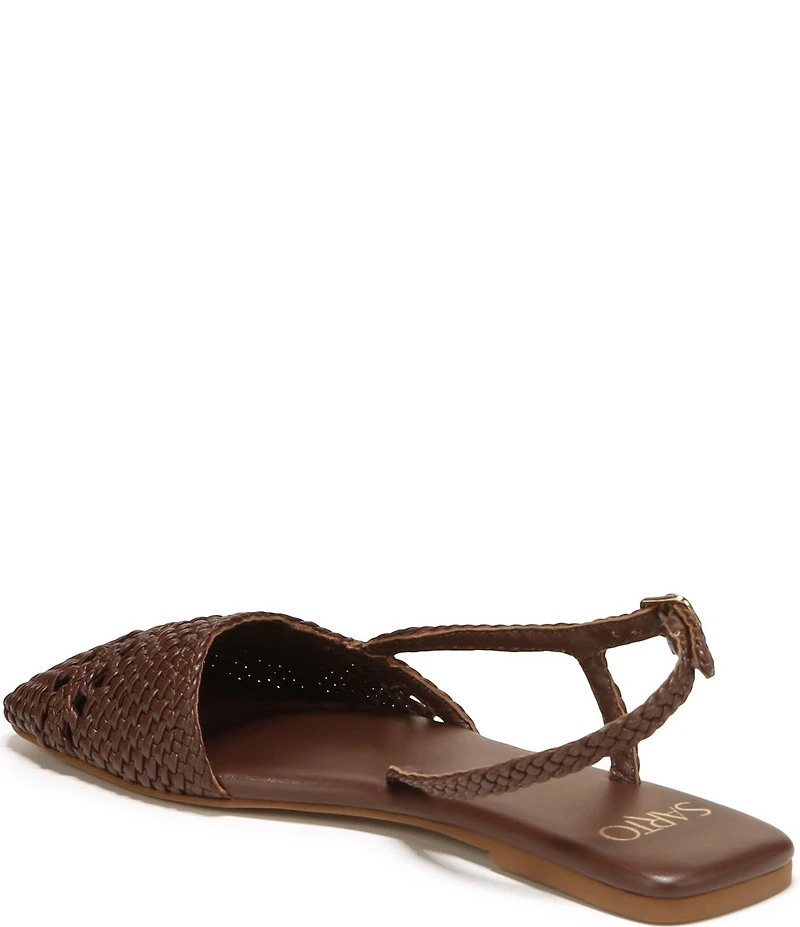 Sarto by Franco Sarto Ilona Woven Leather Square Toe Slingback Flats