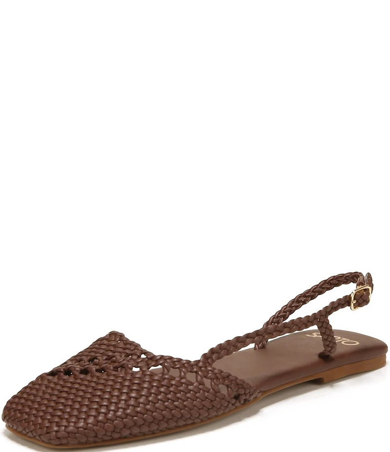 Sarto by Franco Sarto Ilona Woven Leather Square Toe Slingback Flats