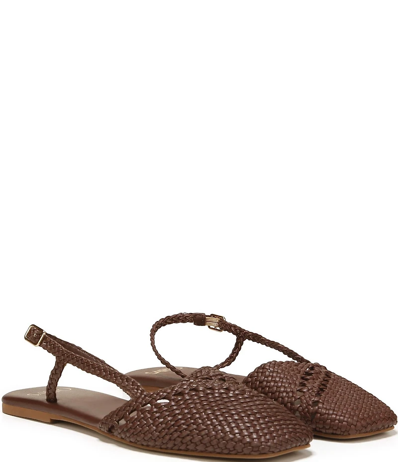 Sarto by Franco Sarto Ilona Woven Leather Square Toe Slingback Flats