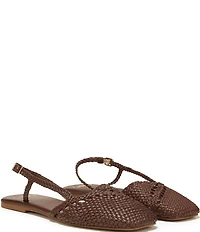 Sarto by Franco Sarto Ilona Woven Leather Square Toe Slingback Flats