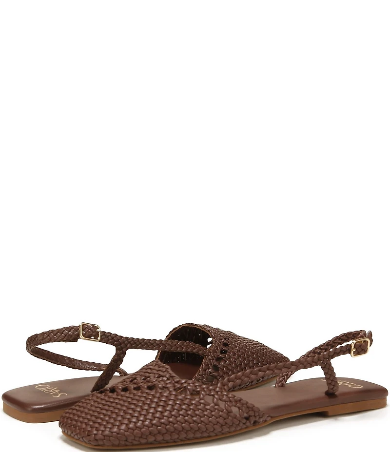 Sarto by Franco Sarto Ilona Woven Leather Square Toe Slingback Flats