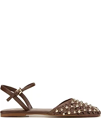 Sarto by Franco Sarto Inali Studded Raffia Ankle Wrap Ballerina Flats