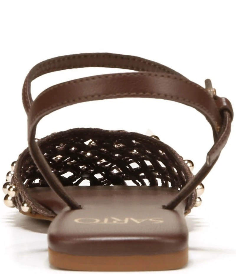 Sarto by Franco Sarto Inali Studded Raffia Ankle Wrap Ballerina Flats