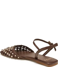 Sarto by Franco Sarto Inali Studded Raffia Ankle Wrap Ballerina Flats