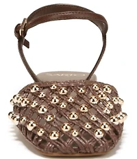 Sarto by Franco Sarto Inali Studded Raffia Ankle Wrap Ballerina Flats