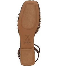 Sarto by Franco Sarto Inali Studded Raffia Ankle Wrap Ballerina Flats