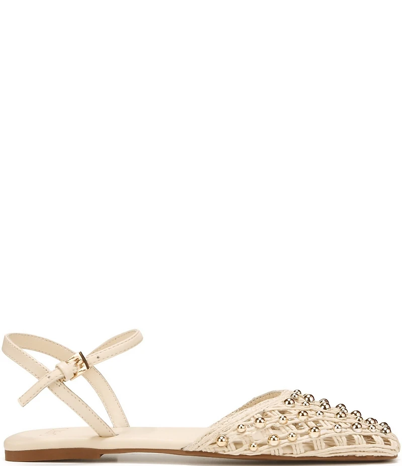 Sarto by Franco Sarto Inali Studded Raffia Ankle Wrap Ballerina Flats