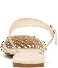 Sarto by Franco Sarto Inali Studded Raffia Ankle Wrap Ballerina Flats