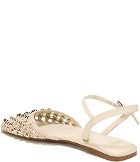 Sarto by Franco Sarto Inali Studded Raffia Ankle Wrap Ballerina Flats