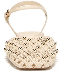 Sarto by Franco Sarto Inali Studded Raffia Ankle Wrap Ballerina Flats