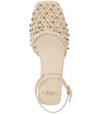 Sarto by Franco Sarto Inali Studded Raffia Ankle Wrap Ballerina Flats