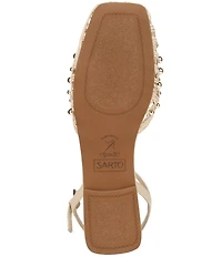 Sarto by Franco Sarto Inali Studded Raffia Ankle Wrap Ballerina Flats