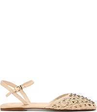 Sarto by Franco Sarto Inali Studded Raffia Ankle Wrap Ballerina Flats