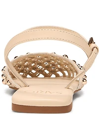 Sarto by Franco Sarto Inali Studded Raffia Ankle Wrap Ballerina Flats