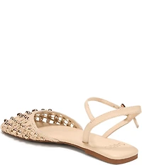 Sarto by Franco Sarto Inali Studded Raffia Ankle Wrap Ballerina Flats