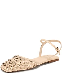 Sarto by Franco Sarto Inali Studded Raffia Ankle Wrap Ballerina Flats