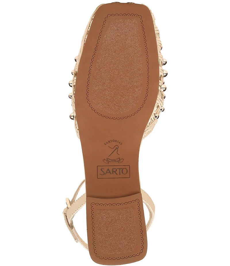 Sarto by Franco Sarto Inali Studded Raffia Ankle Wrap Ballerina Flats
