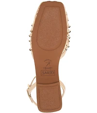 Sarto by Franco Sarto Inali Studded Raffia Ankle Wrap Ballerina Flats