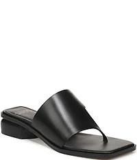 Sarto by Franco Sarto Jimena Leather Square Toe Block Heel Thong Sandals
