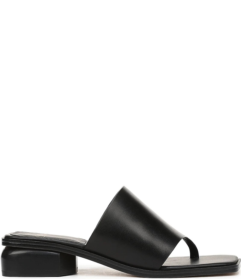 Sarto by Franco Sarto Jimena Leather Square Toe Block Heel Thong Sandals