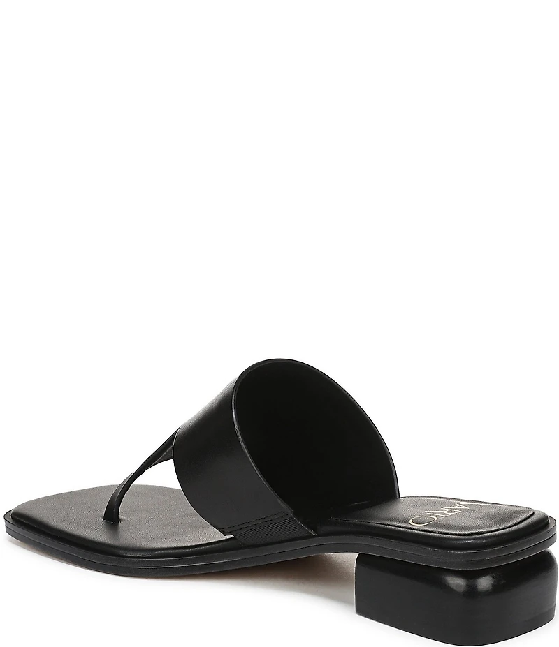 Sarto by Franco Sarto Jimena Leather Square Toe Block Heel Thong Sandals