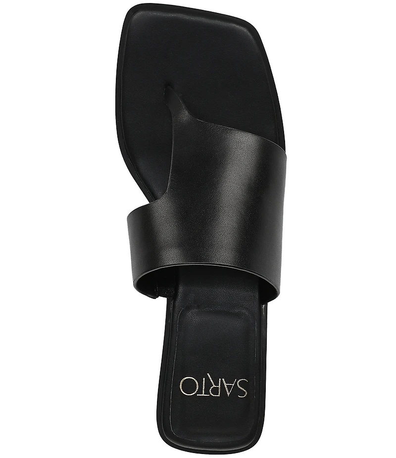 Sarto by Franco Sarto Jimena Leather Square Toe Block Heel Thong Sandals