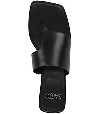 Sarto by Franco Sarto Jimena Leather Square Toe Block Heel Thong Sandals