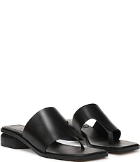 Sarto by Franco Sarto Jimena Leather Square Toe Block Heel Thong Sandals