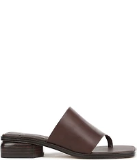 Sarto by Franco Sarto Jimena Leather Square Toe Block Heel Thong Sandals