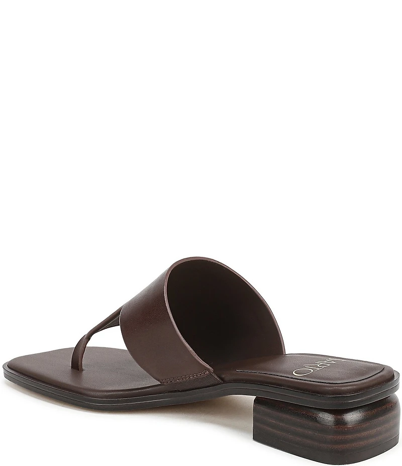 Sarto by Franco Sarto Jimena Leather Square Toe Block Heel Thong Sandals