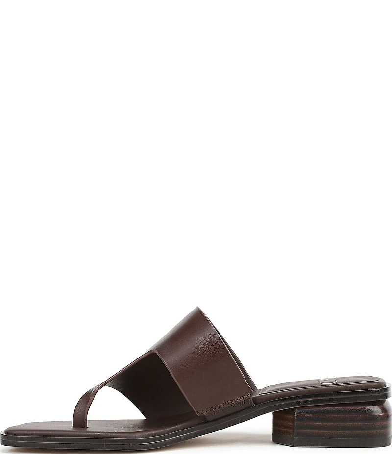 Sarto by Franco Sarto Jimena Leather Square Toe Block Heel Thong Sandals