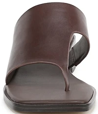 Sarto by Franco Sarto Jimena Leather Square Toe Block Heel Thong Sandals