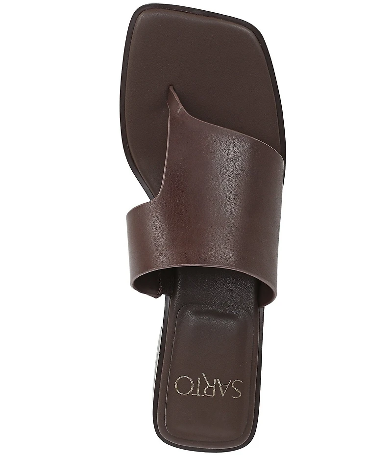 Sarto by Franco Sarto Jimena Leather Square Toe Block Heel Thong Sandals