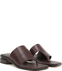 Sarto by Franco Sarto Jimena Leather Square Toe Block Heel Thong Sandals