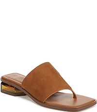 Sarto by Franco Sarto Jimena Suede Square Toe Clear Heel Thong Sandals