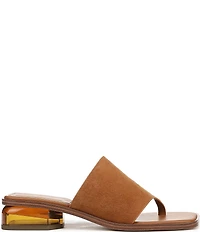 Sarto by Franco Sarto Jimena Suede Square Toe Clear Heel Thong Sandals