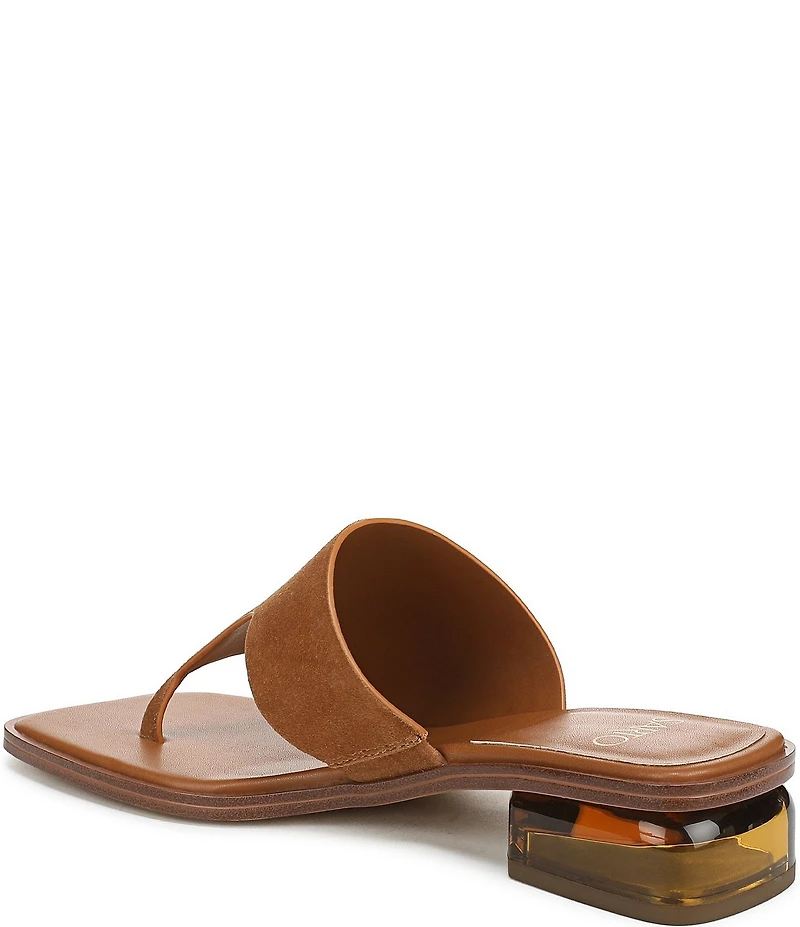 Sarto by Franco Sarto Jimena Suede Square Toe Clear Heel Thong Sandals