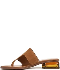 Sarto by Franco Sarto Jimena Suede Square Toe Clear Heel Thong Sandals