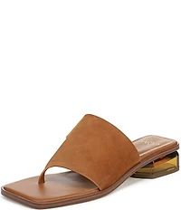 Sarto by Franco Sarto Jimena Suede Square Toe Clear Heel Thong Sandals