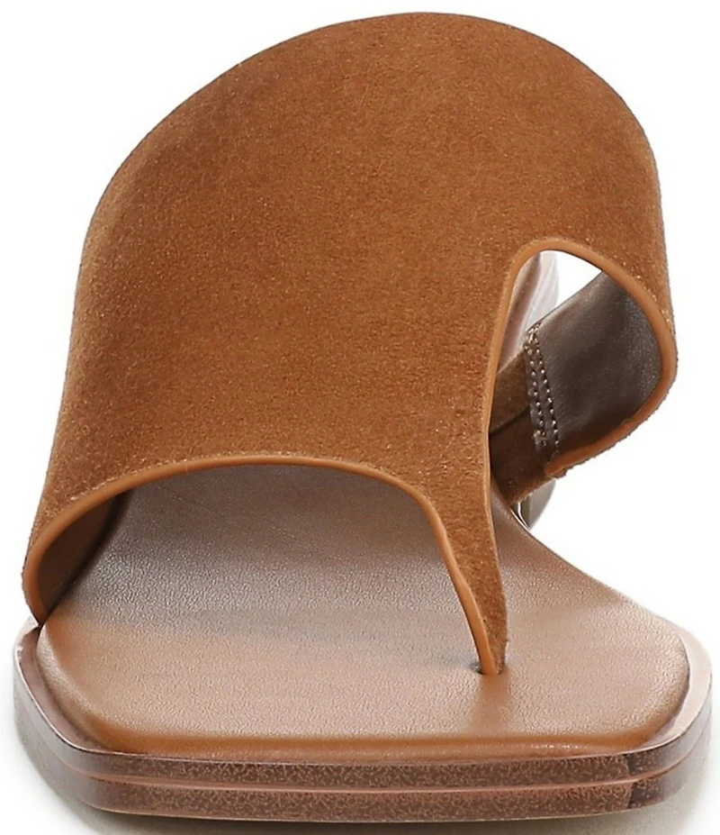 Sarto by Franco Sarto Jimena Suede Square Toe Clear Heel Thong Sandals