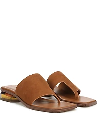 Sarto by Franco Sarto Jimena Suede Square Toe Clear Heel Thong Sandals