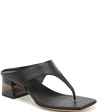 Sarto by Franco Sarto Kayla Leather Square Toe Clear Heel Thong Sandals