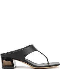 Sarto by Franco Sarto Kayla Leather Square Toe Clear Heel Thong Sandals