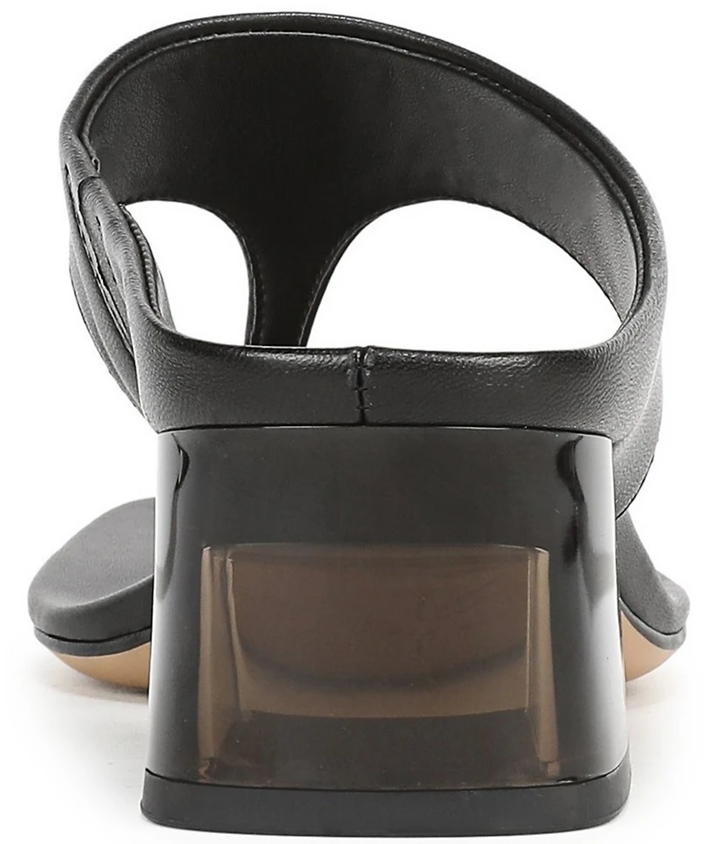 Sarto by Franco Sarto Kayla Leather Square Toe Clear Heel Thong Sandals