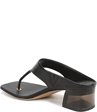 Sarto by Franco Sarto Kayla Leather Square Toe Clear Heel Thong Sandals